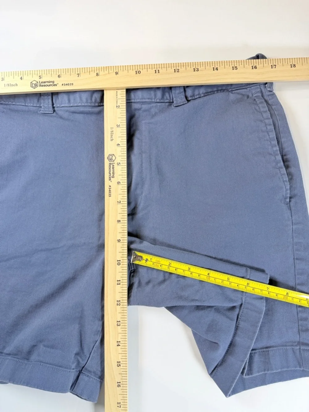 J. Crew Slate Blue Flat Front Chino‎ Cotton Shorts Mens Size 33